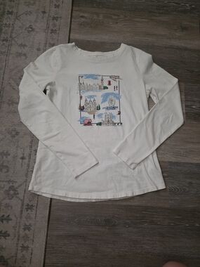 Talbots Cream Long-Sleeve Tee with London Graphic